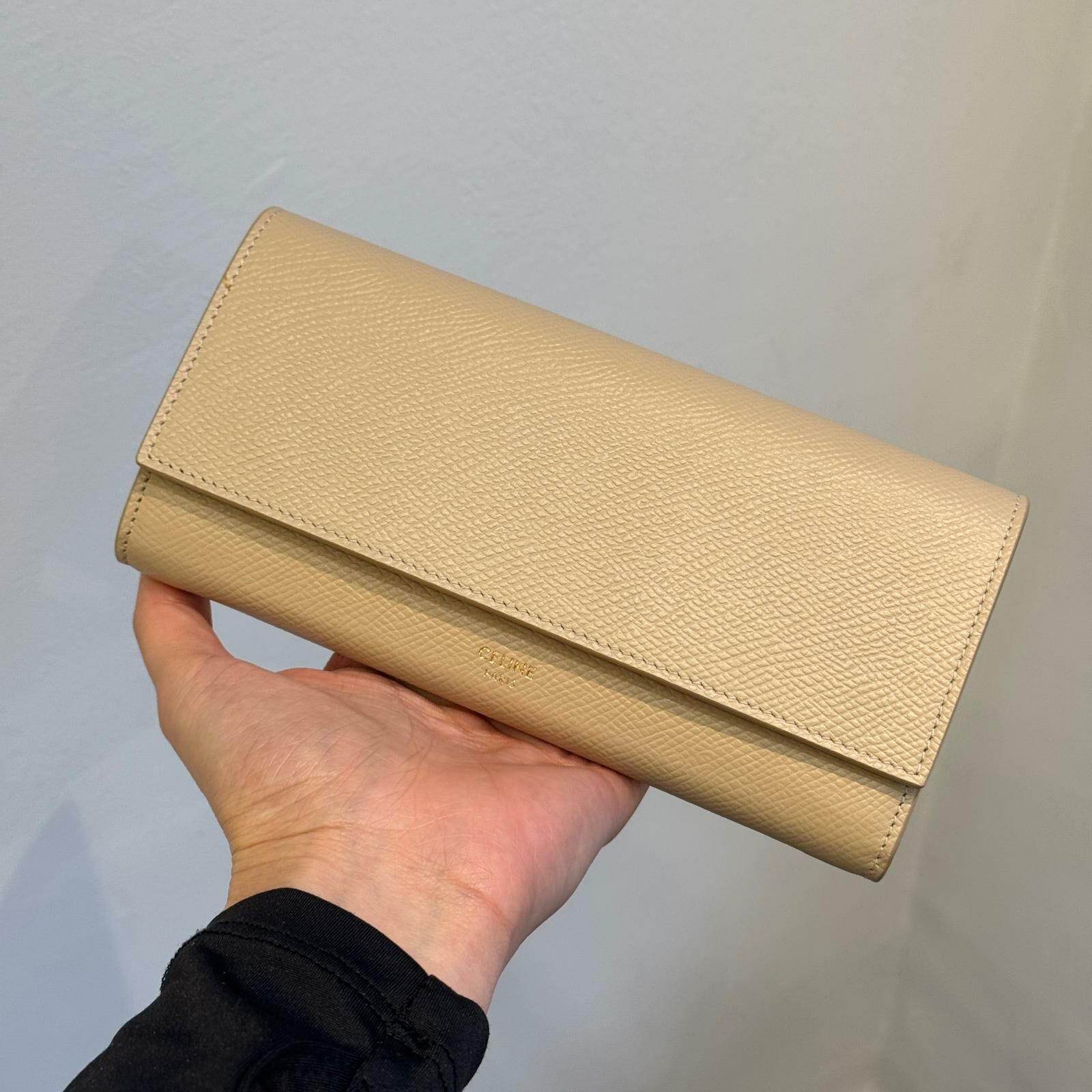 Celine large flap wallet nude