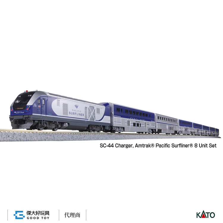 KATO 106-9010 太平洋衝浪者號列車  SC-44 Charger,Amtrak Pacific Surfliner (8輛)