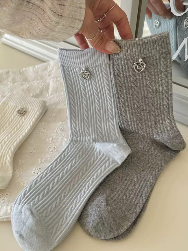愛心EGG羅紋中筒襪-現貨