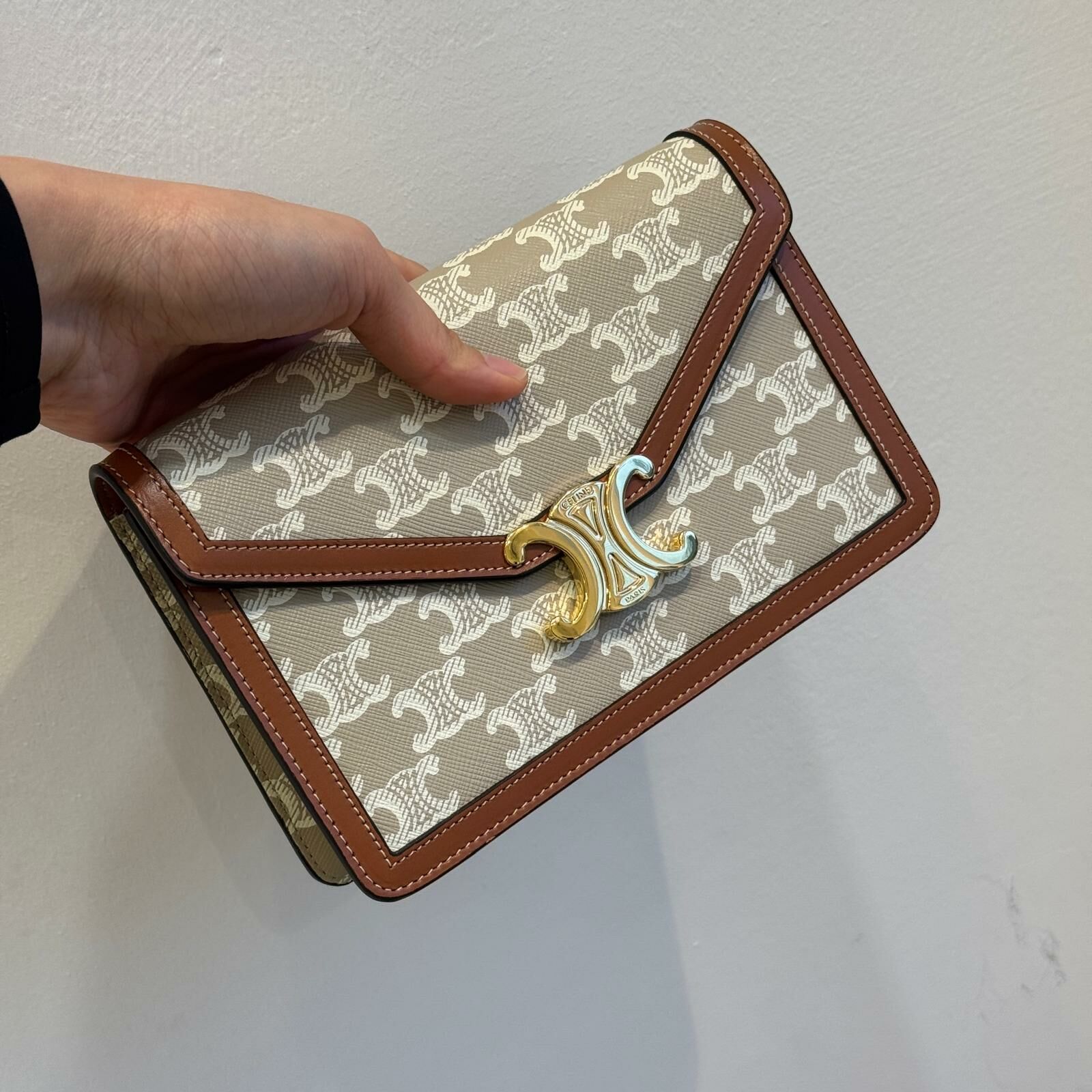 Celine triomphe canvas bag wallet on chain