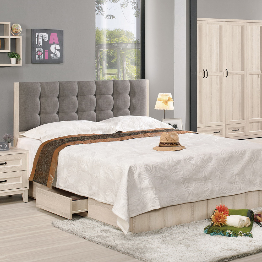 莉蒂6尺雙人加大床組(床頭片+三抽收納床底)(不含床墊)