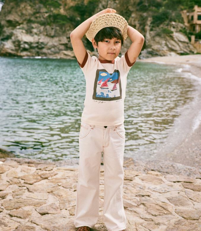 Misha & Puff 畫框復古T恤 Sailboat Collage Ringer Tee - Bisque