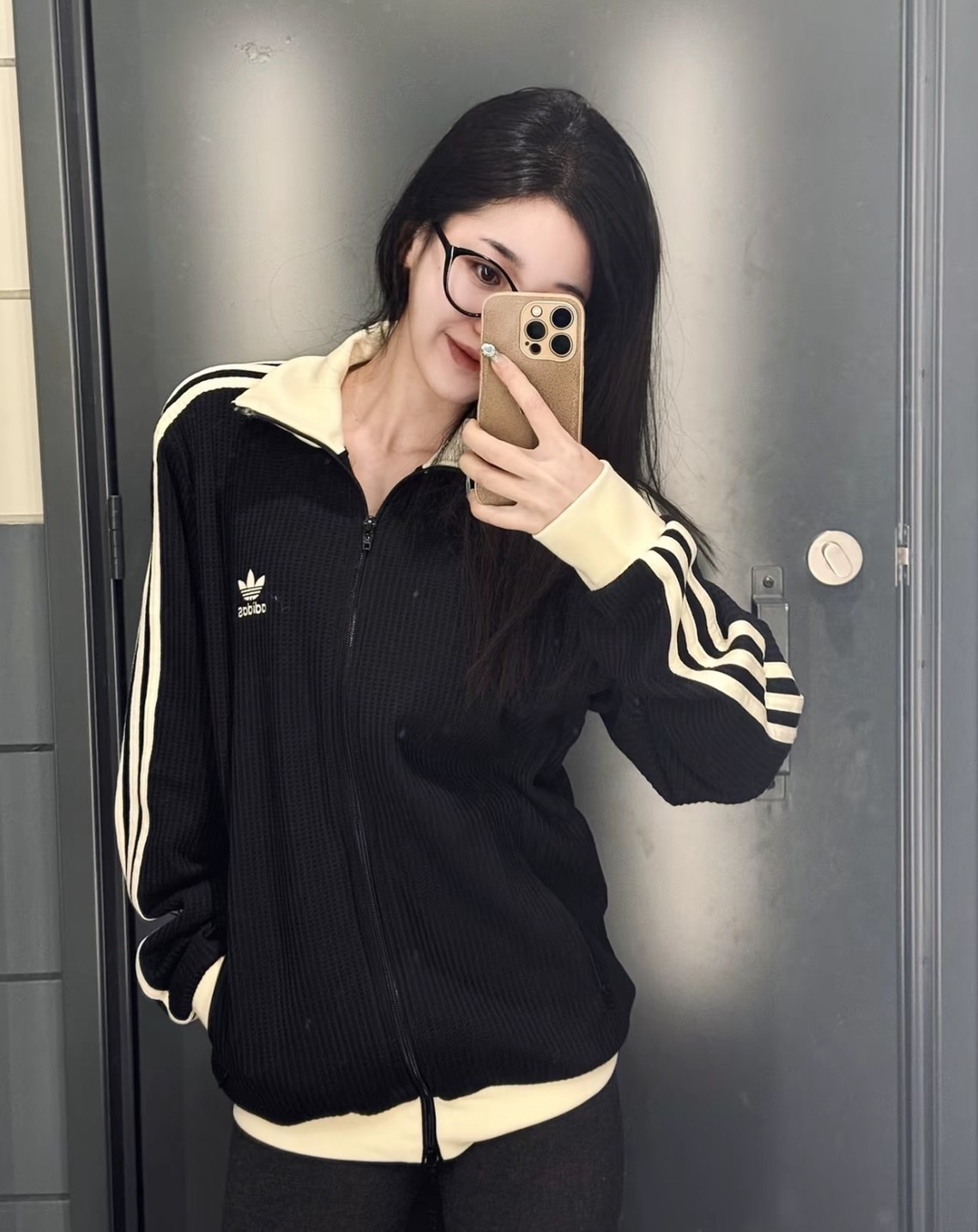 Adidas WAFFLE BBTT 立領 華夫格 立領 休閒外套 鬆餅紋 情侶款 黑色 JW0110