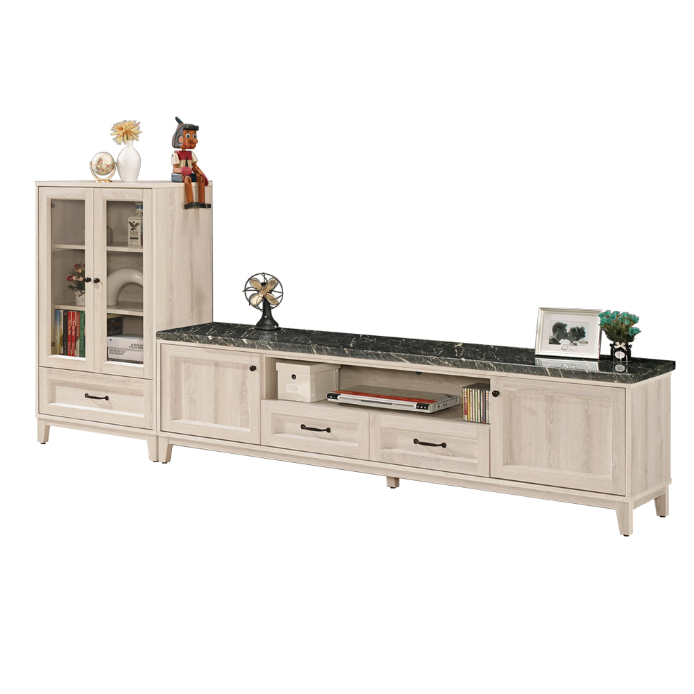 莉蒂8.9尺L型石面電視櫃組合(展示低櫃+長櫃)