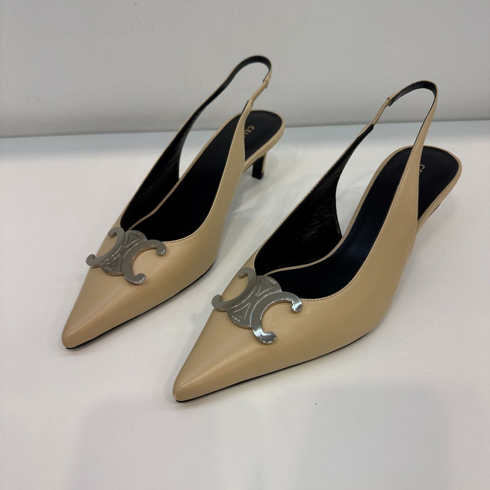 Celine triomphe slingback heels