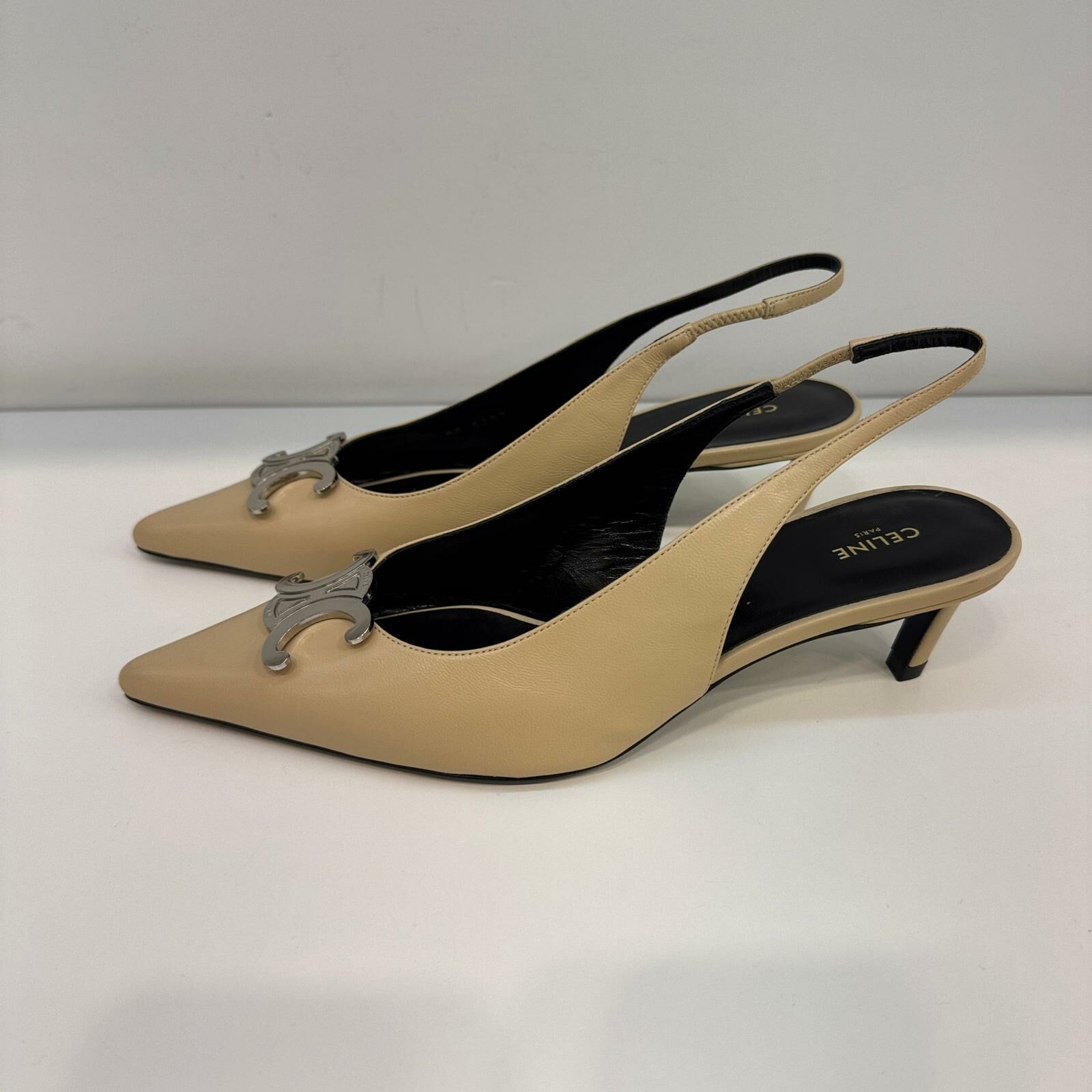 Celine triomphe slingback heels