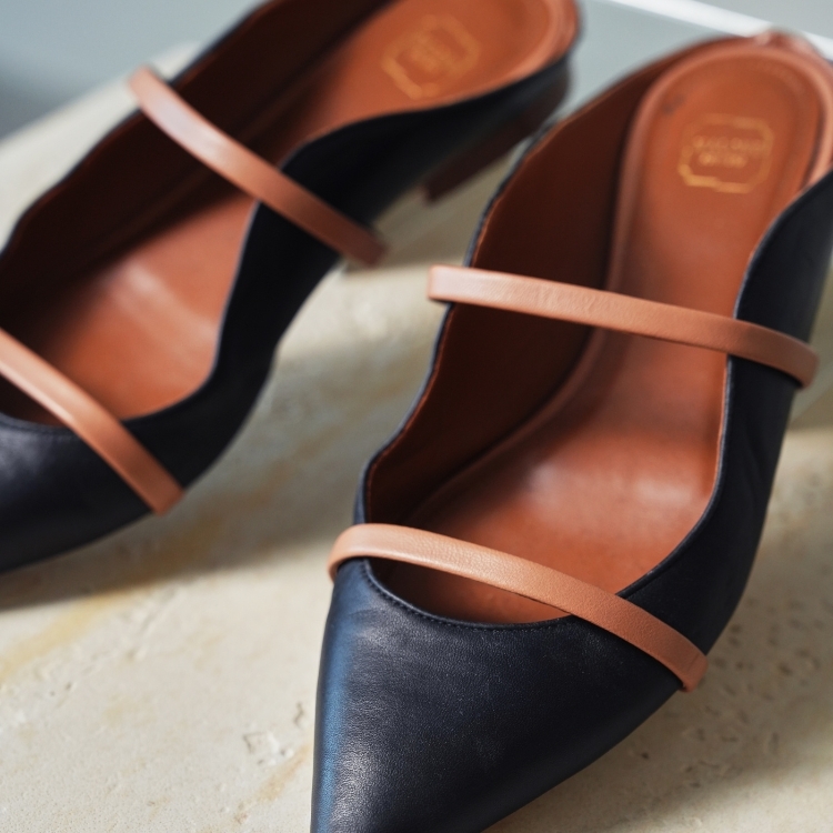 (CF08)Malone 平底黑棕穆勒拖鞋 36.5號