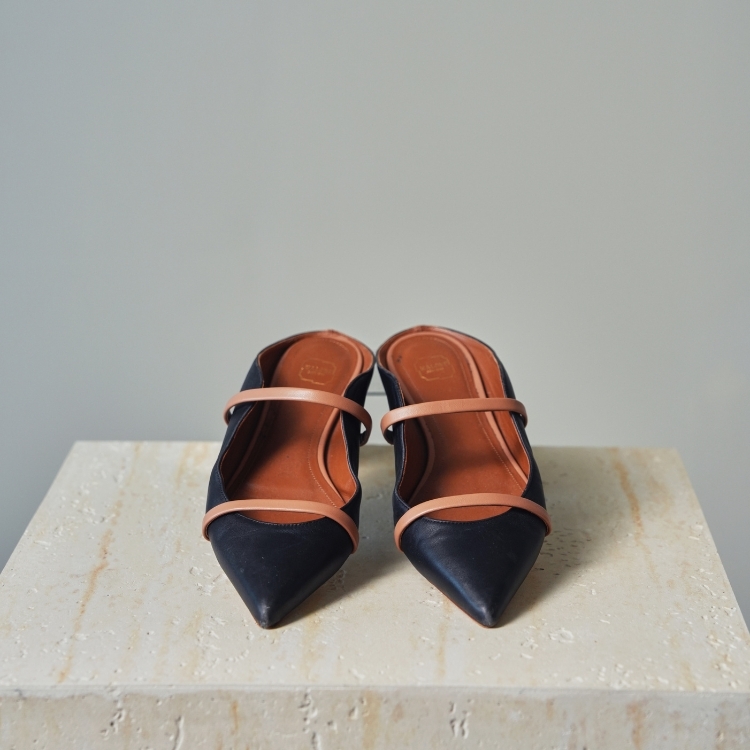 (CF08)Malone 平底黑棕穆勒拖鞋 36.5號