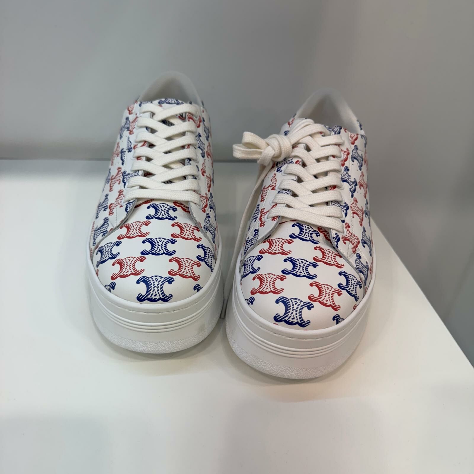 Celine triomphe womens sneakers mixed red blue