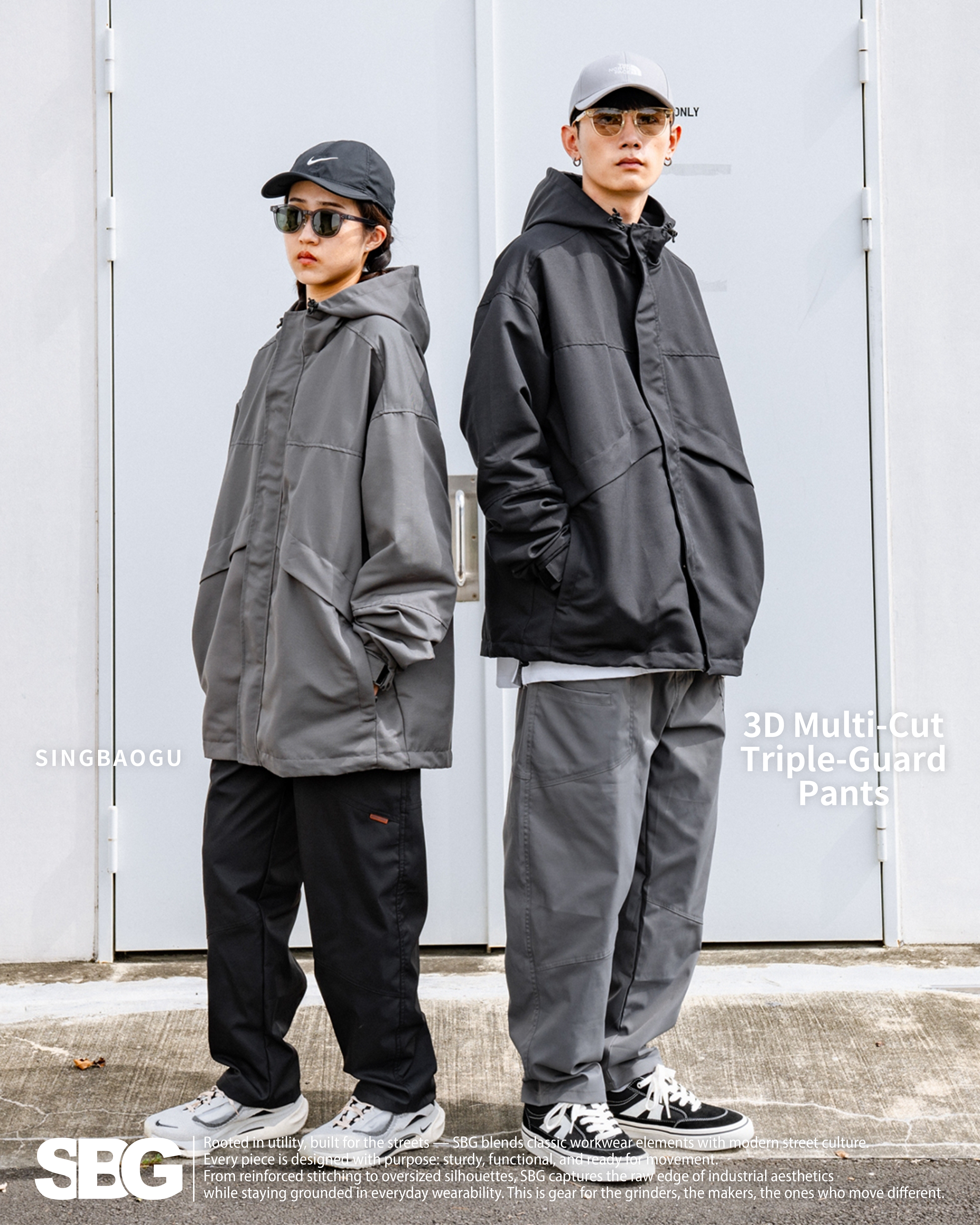 #預購 SBG 三防立體多剪裁寬鬆長褲 三色 SB1017