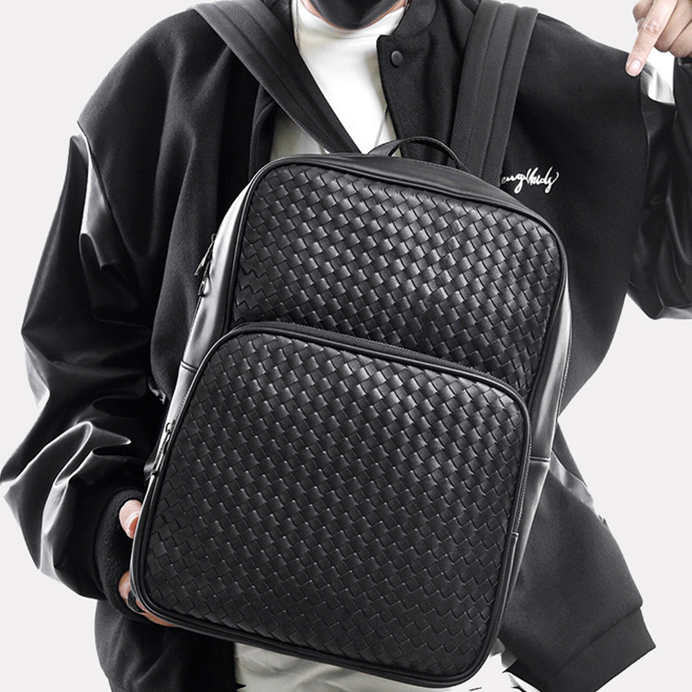 編織包 編織後背包 書包 旅行包 後背包男 大包包男 男生包包 男用包包 皮革背包 男背包 大容量包包 皮背包 057
