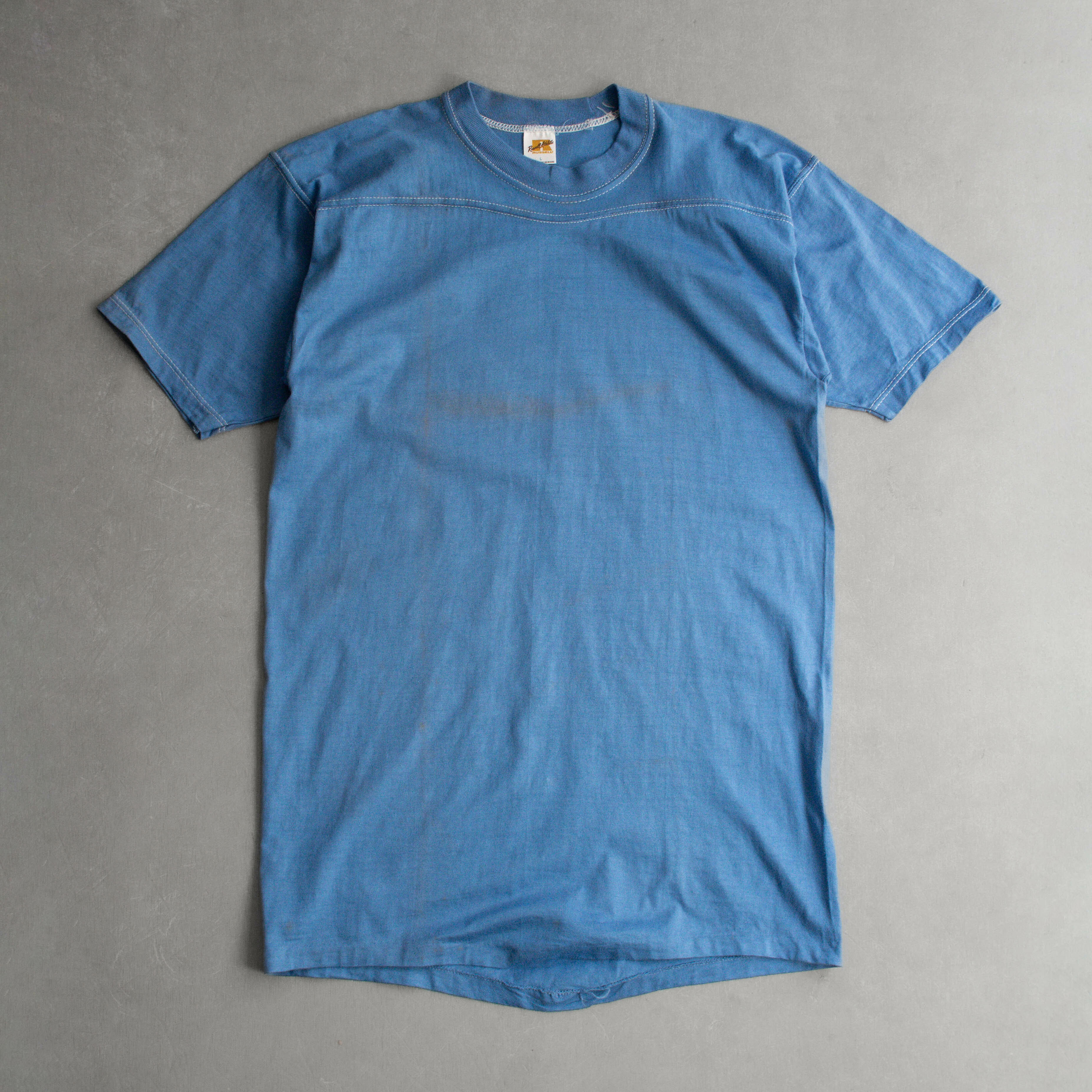 70S RUSSELL ATHLETIC FOOTBALL TEE 美國製 淺藍 素面 美式足球 短袖T恤