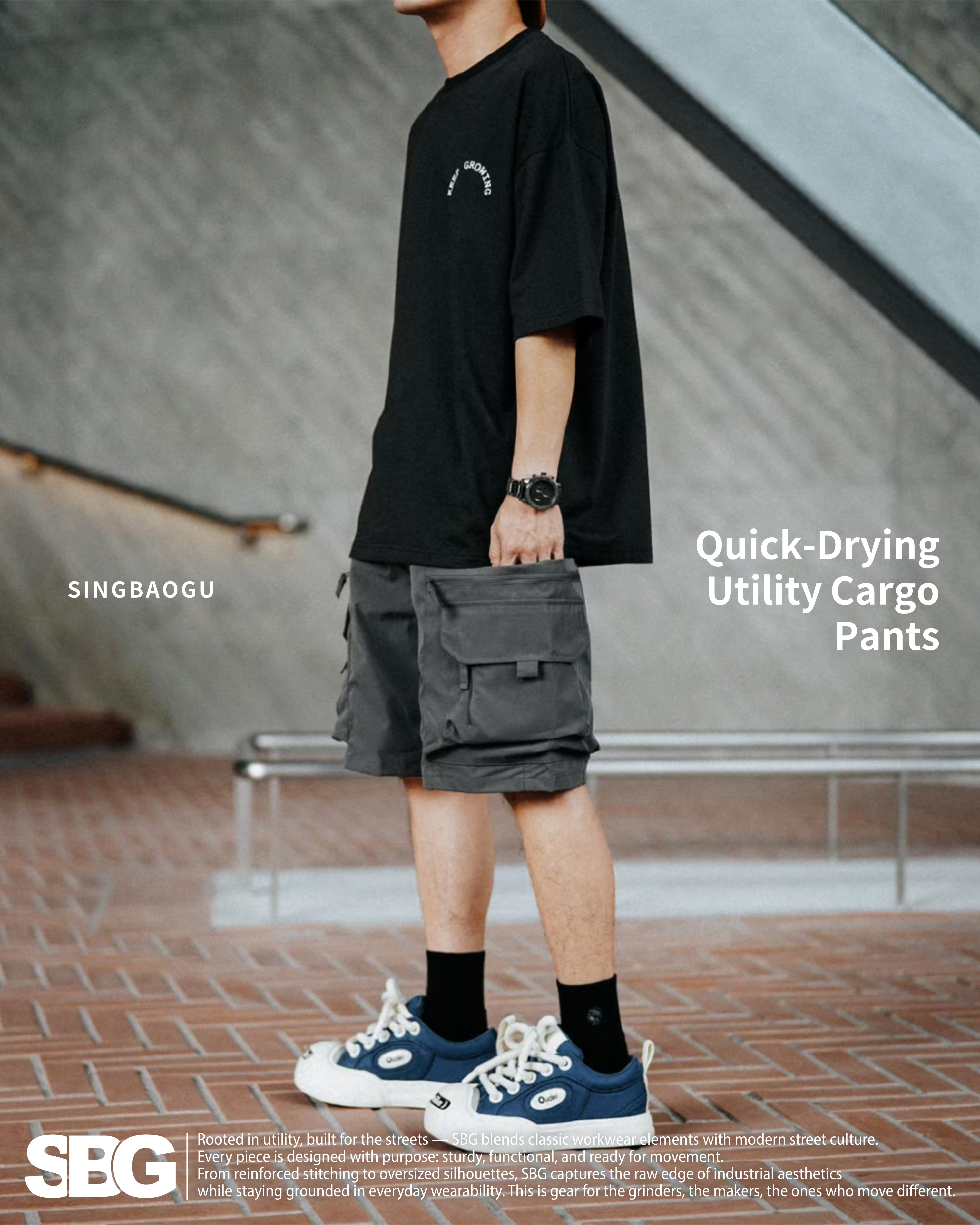 #預購 SBG 拉鍊多口袋 速乾 工裝短褲 兩色 042
