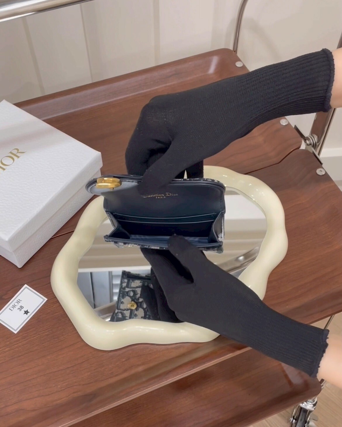 DIOR｜馬鞍刺繡單層卡包  藍色老花