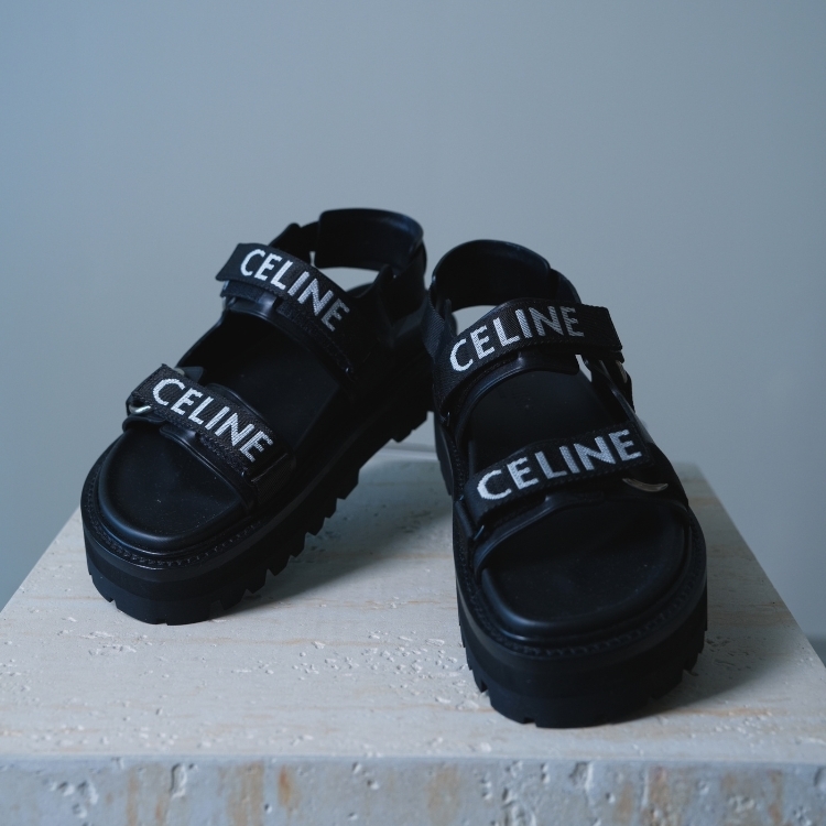 (CF12)Celine 黑色字母涼鞋 40號