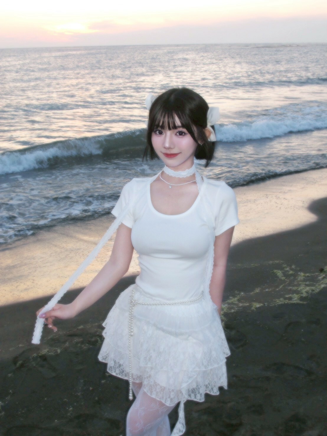 (GOAL)  甜酷風 蕾絲拼接綁帶上衣 MOLORDA 602872