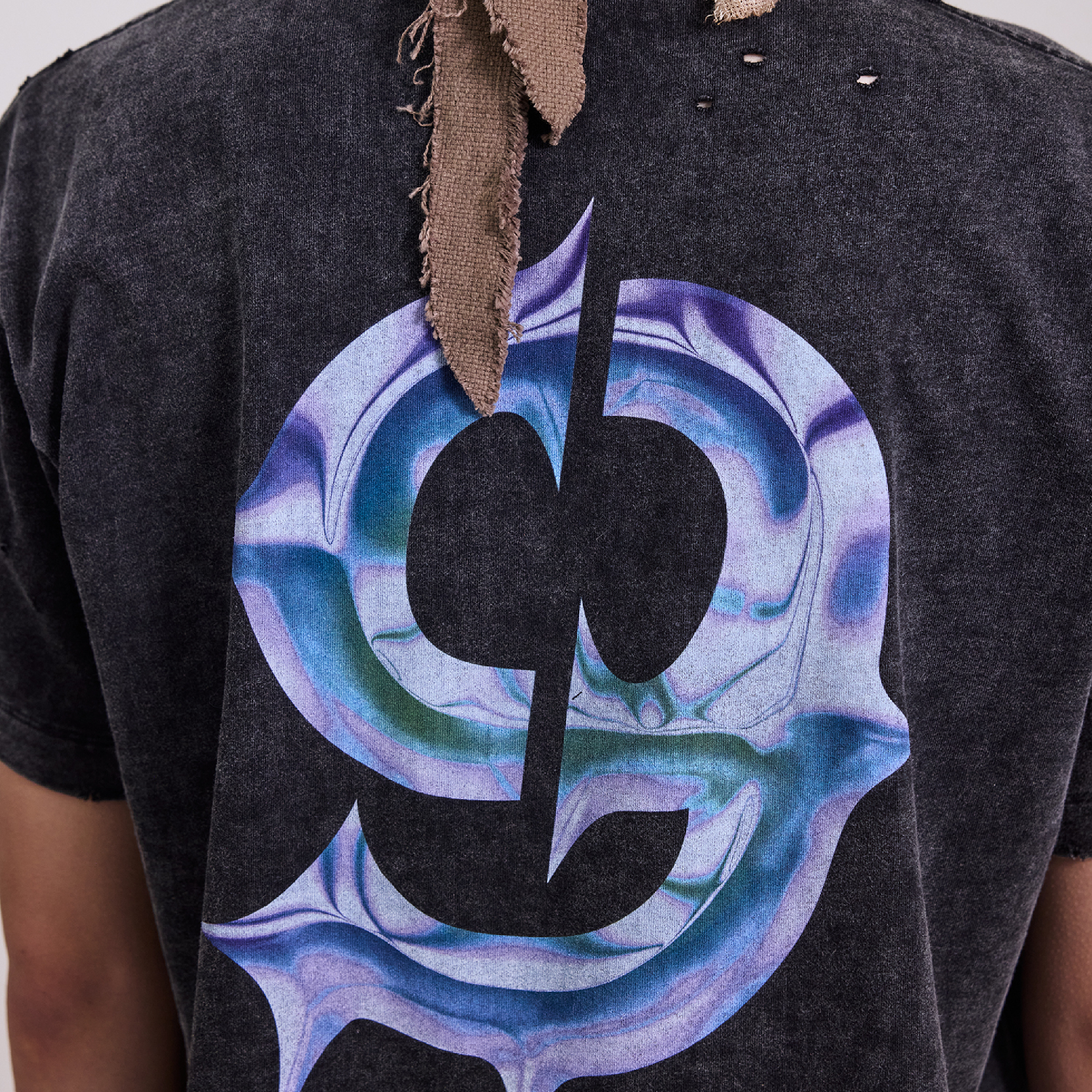 SILVER NINE 洗舊破壞寬短圖像TEE(特別款)