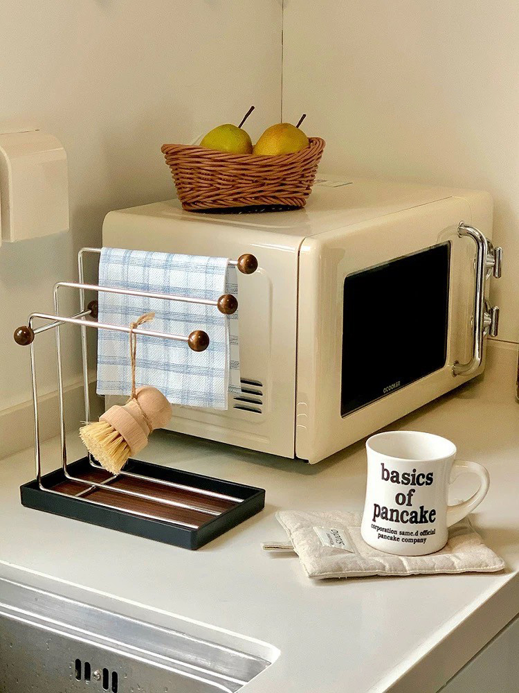 經典黑咖色系木球造型可拆式毛巾馬克杯架