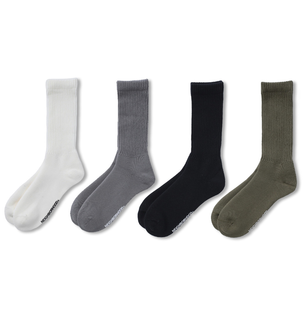 NEIGHBORHOOD Plain Socks 襪子 黑/灰/軍綠/白 251KWNH-UWM02