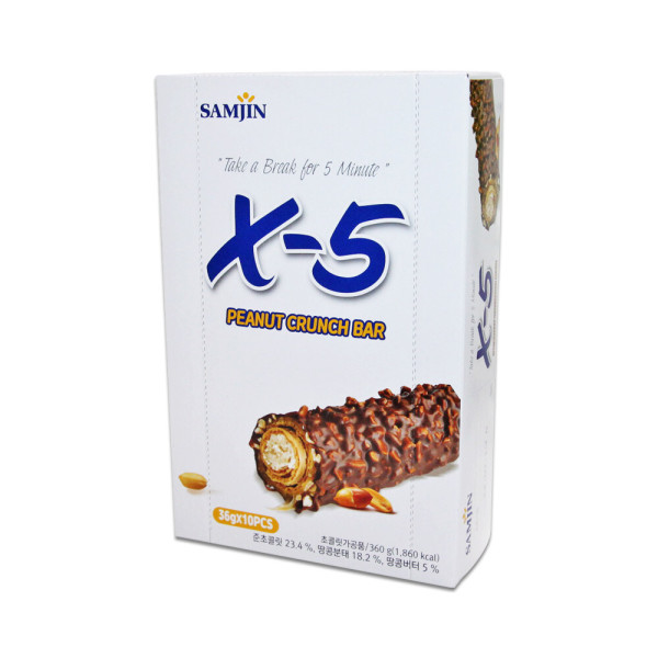 Samjin X-5 Original Peanut Crunch Bar 10 x 36g8809260945487 EXP.2025.09.16