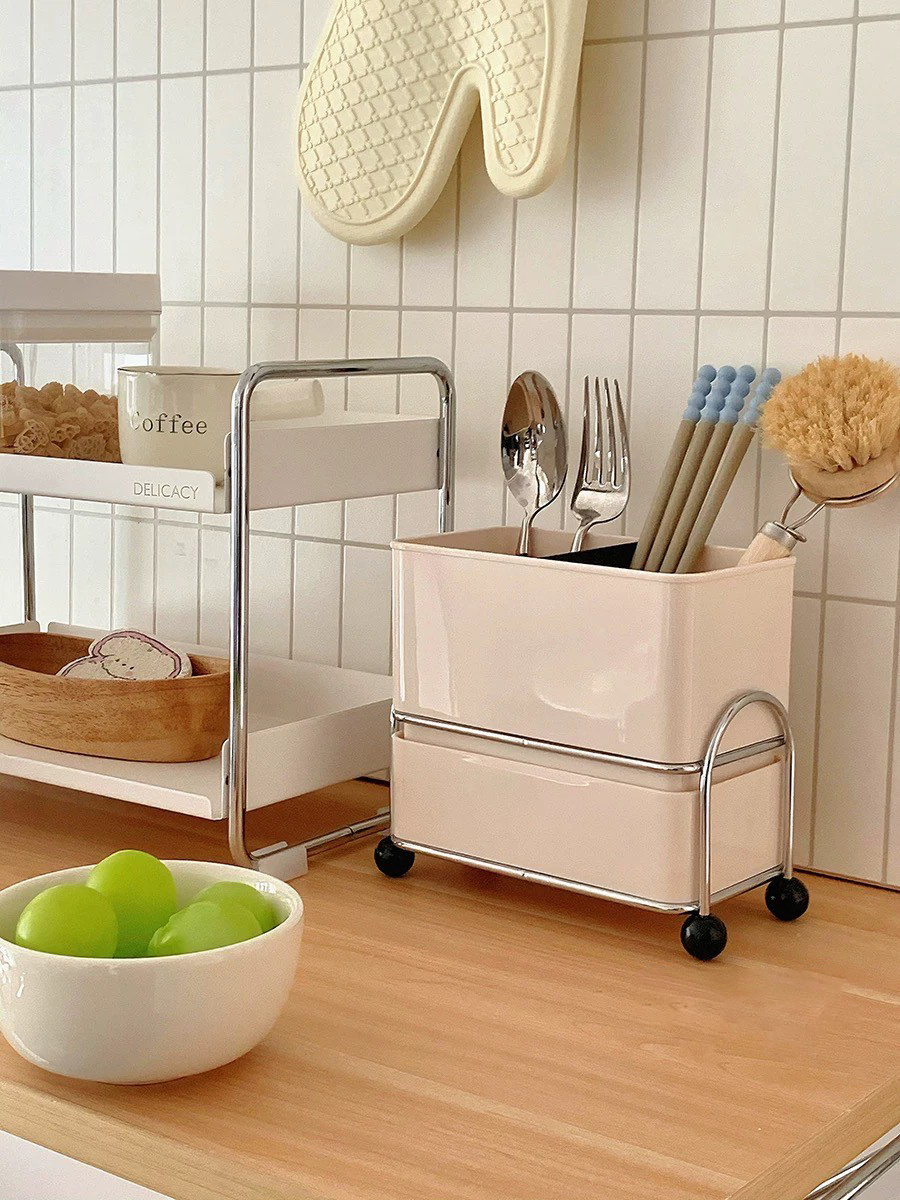 可移動式分隔片瀝水碗筷收納架