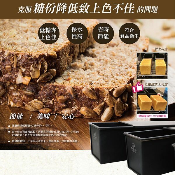 【可可博士 DR.KEKE】三能 低糖健康土司盒225g(1000系列不沾) SN2067