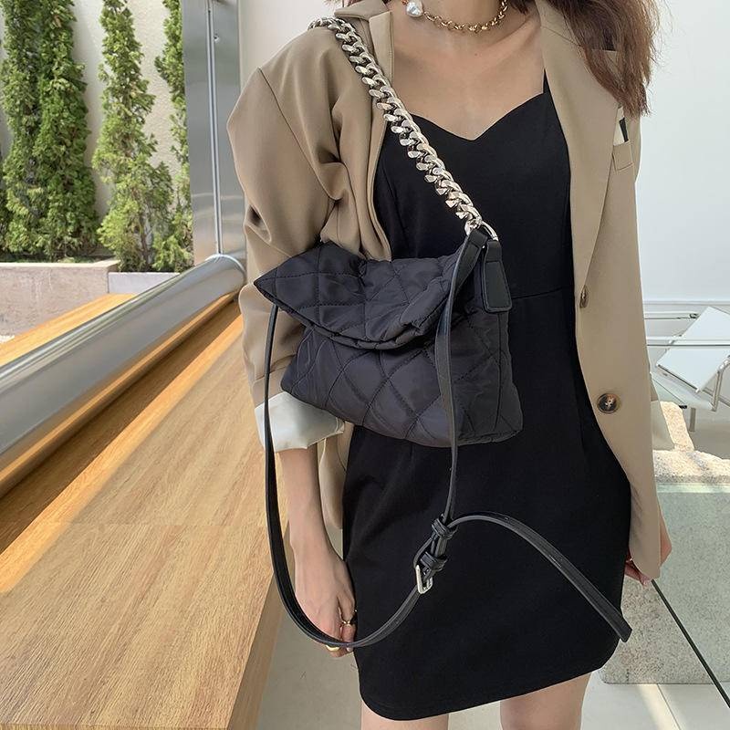 包包包包專賣店 鏈條包 尼龍包 包包女 斜背包 菱格包包 小香風包包 折叠包 黑色包包 女生包包 腋下包 時尚包包238