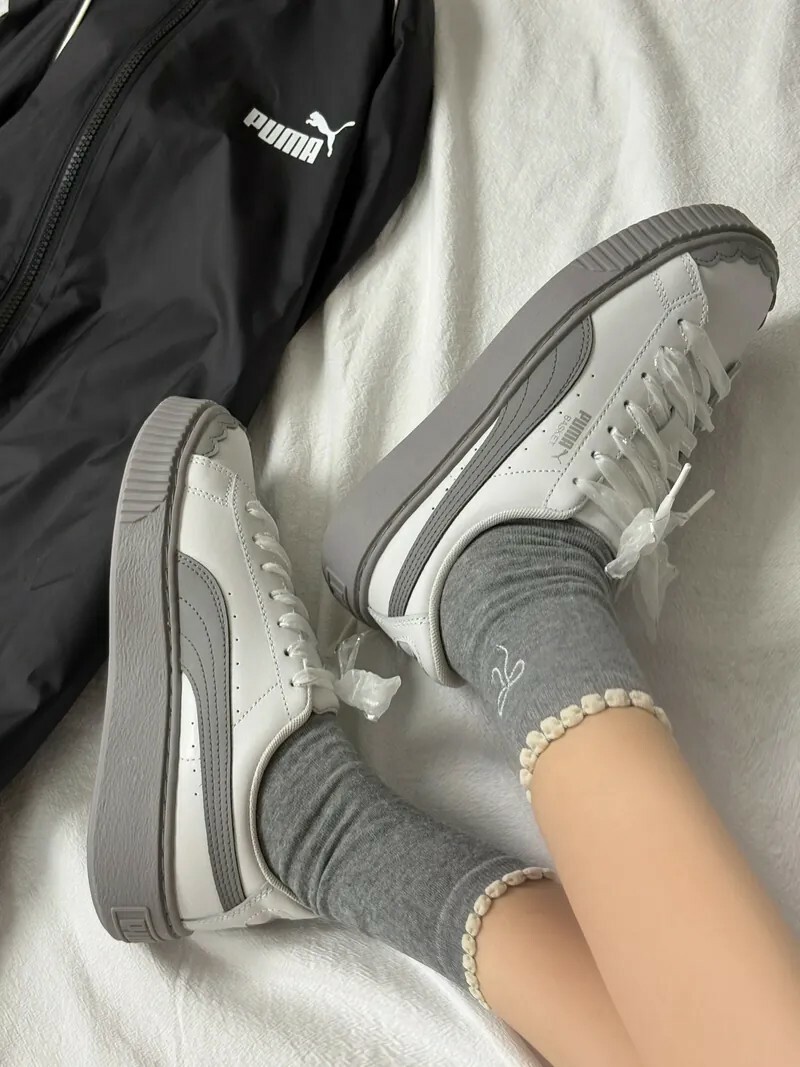 KTQ STORE ‧ Puma Mostro 灰白 厚底鞋 蕾絲 女款 404157-01