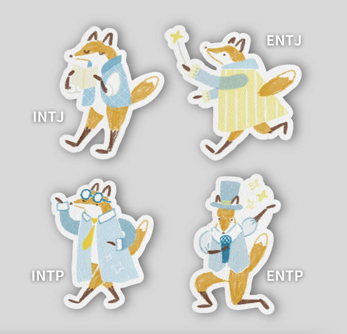 你好工作室｜狐吉16型人格貼紙 Huchii MBTI 單張割型貼紙