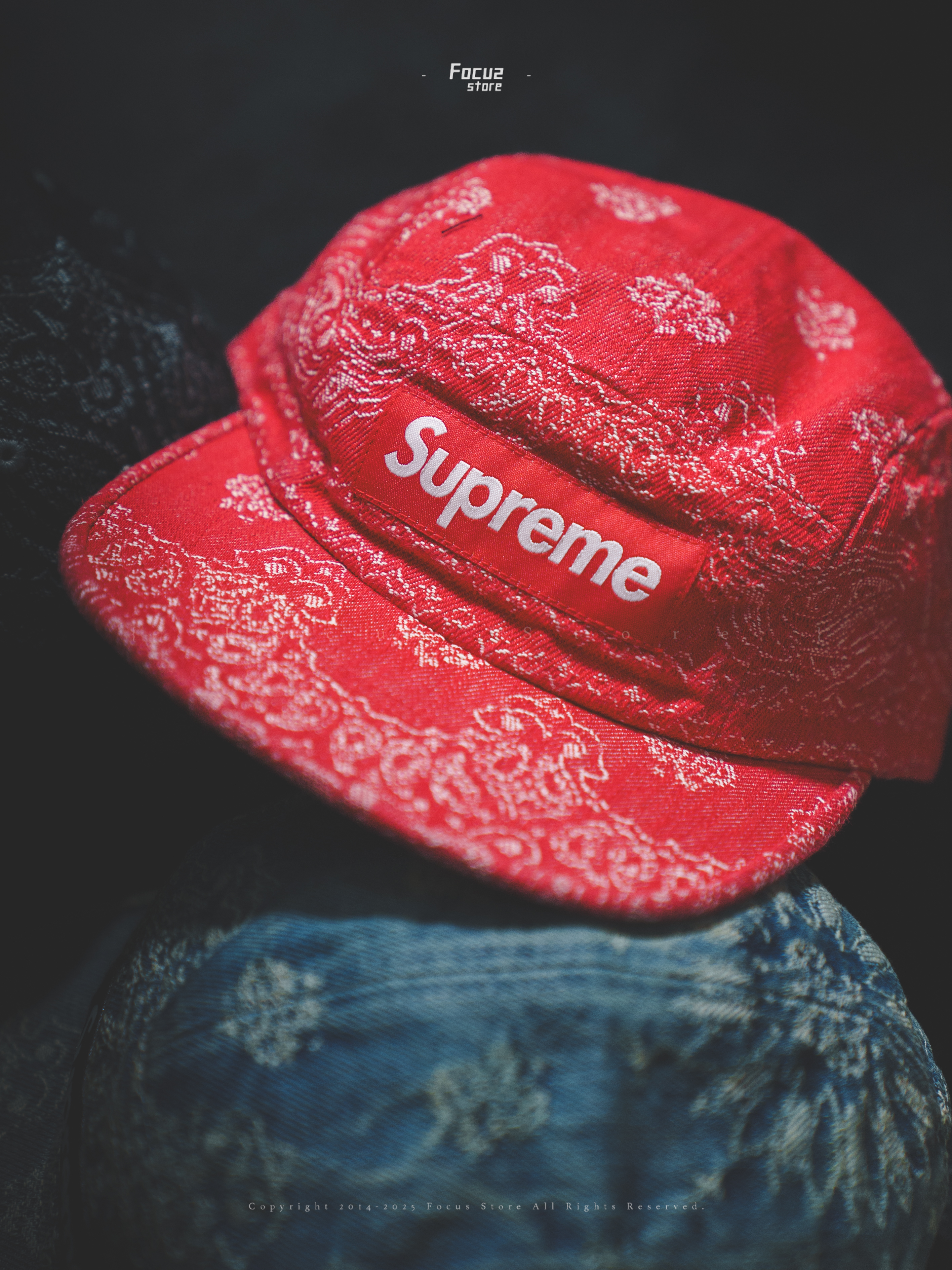 帽子 Supreme bandana jacquard denim camp cap Supreme Bandana Jacquard Denim Camp Cap (SS25) - $58