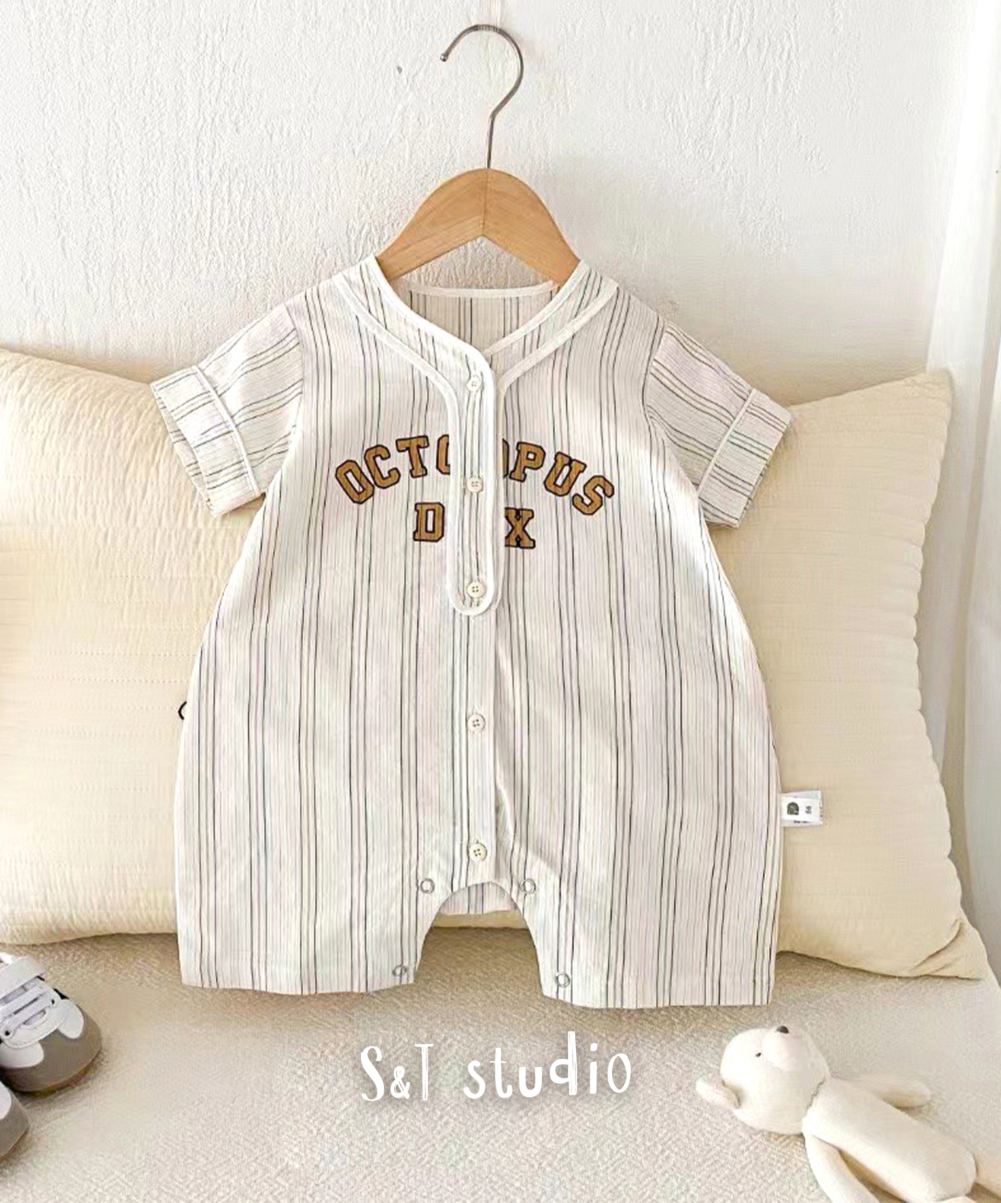 夏季直條紋連身爬服(66-90)