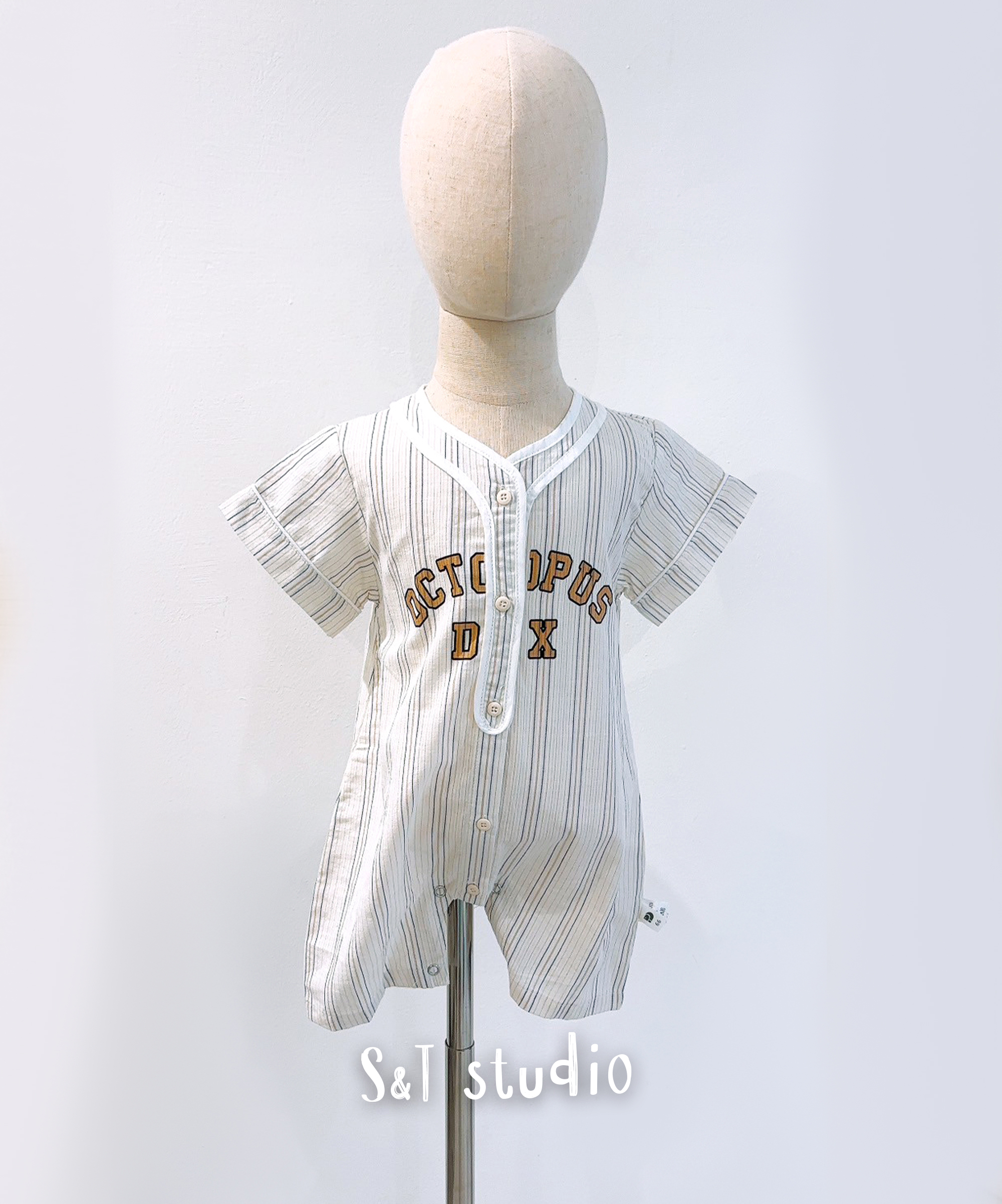 夏季直條紋連身爬服(66-90)