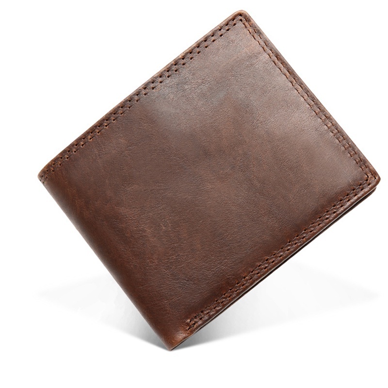 錢包男 真皮錢包 男生皮包 零錢包男  皮夾 多卡位短夾 牛皮錢包 皮革短夾 二折短夾 瘋馬牛皮 男朋友生日禮物 029