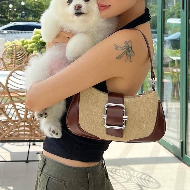 馬鞍包 腋下包 晚宴包 PARTY包 法棍包 小眾包包 撞色包包 氣質包包 單肩包 INS包包 黑色包包 禮物 275