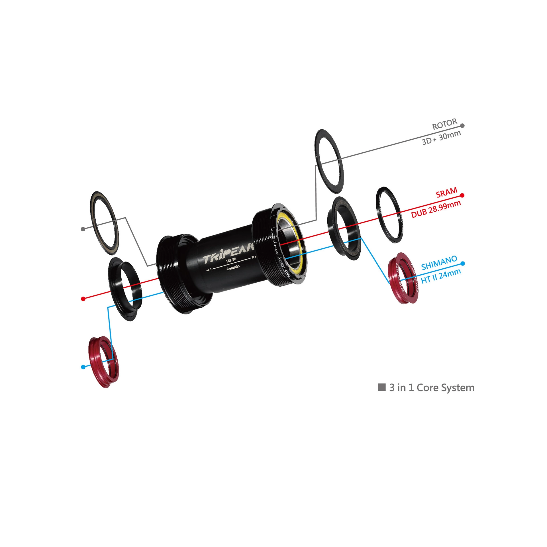 Tripeak T45 82.5mm 3-in-1 公路軸承
