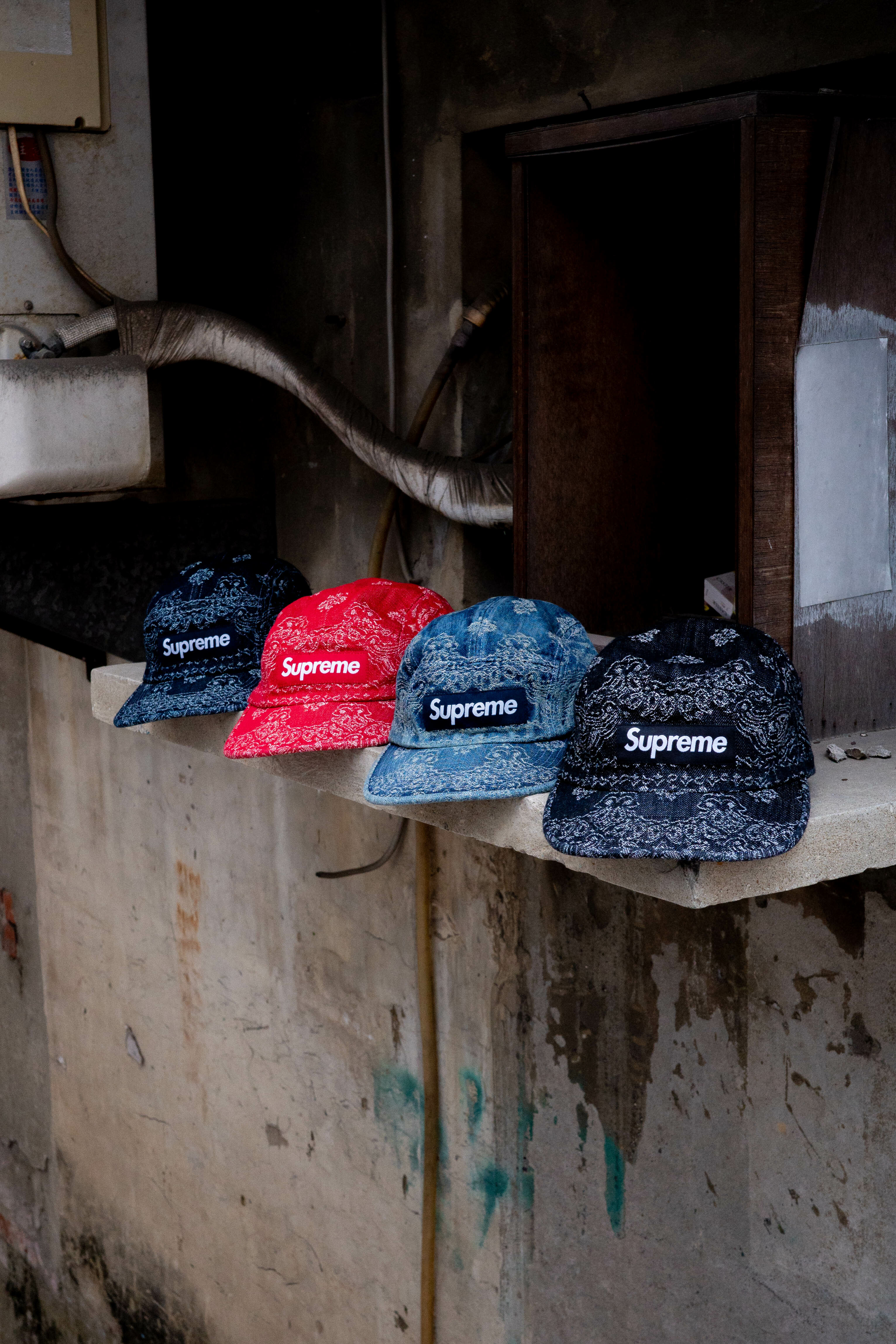 Supreme 五分割 變形蟲 Jacquard Denim Camp Cap ss25h86
