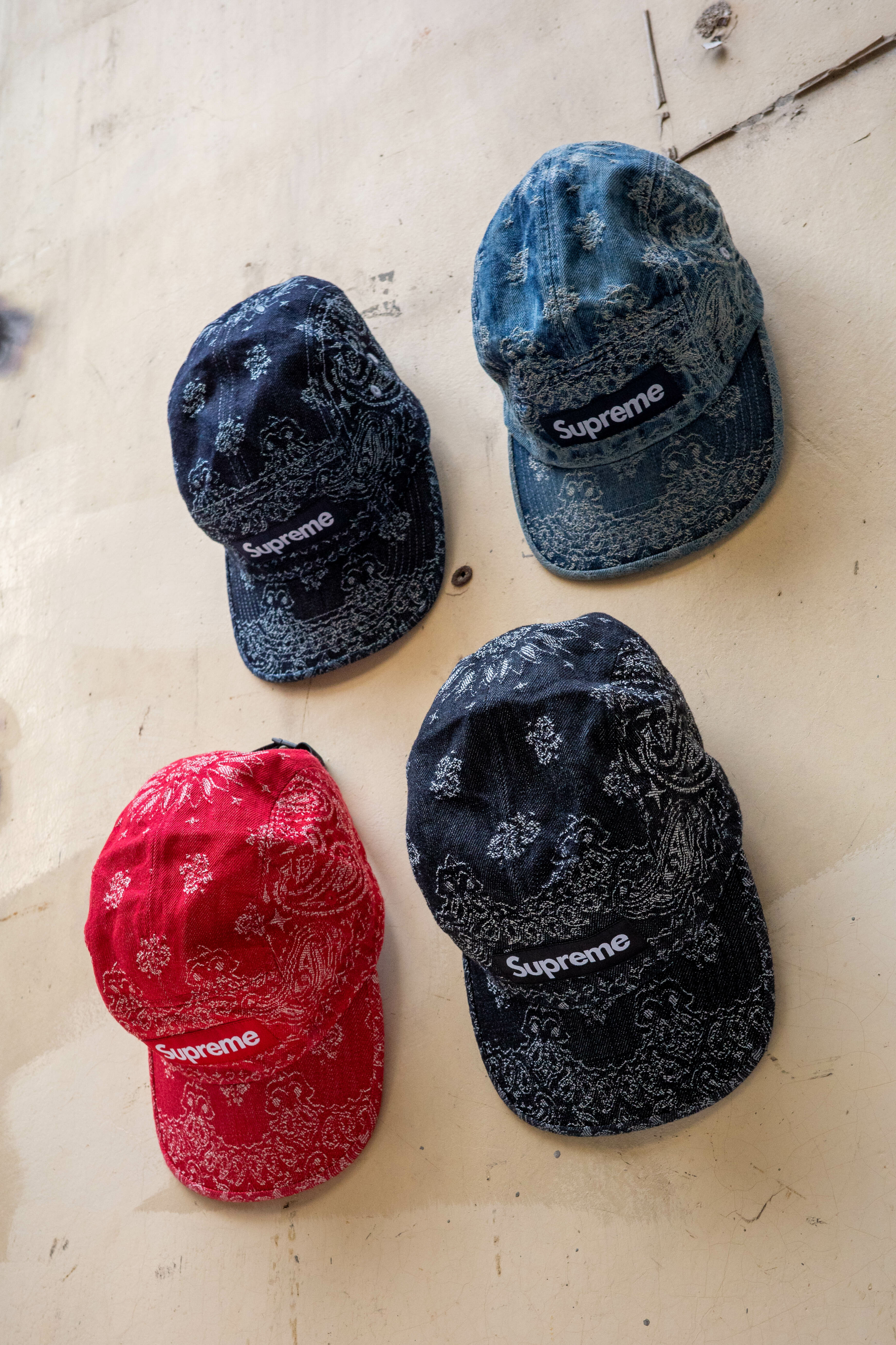 Supreme 五分割 變形蟲 Jacquard Denim Camp Cap ss25h86