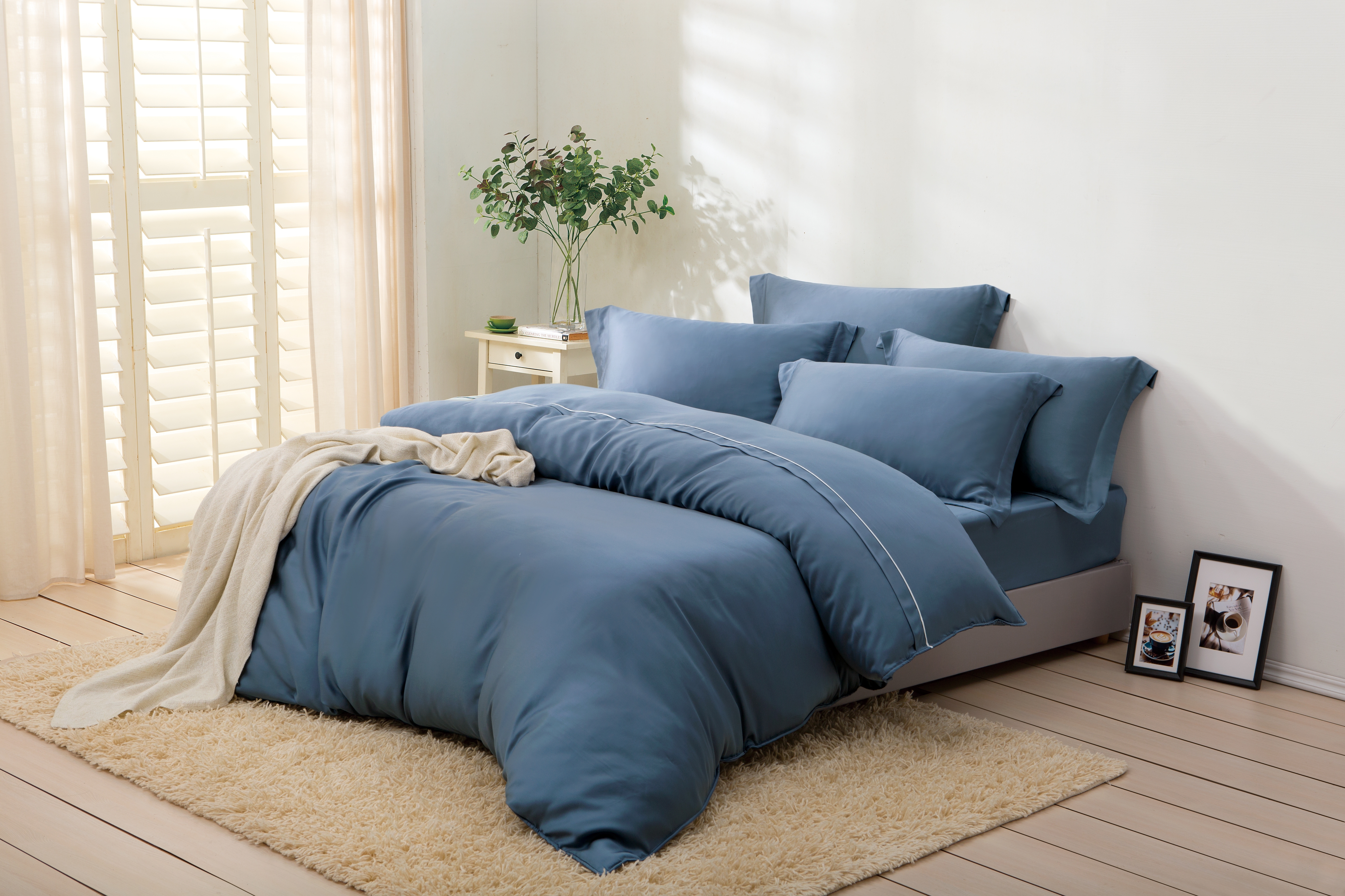 100%頂級60支素面天絲【兩用被+床包組】四件式組(有單人)