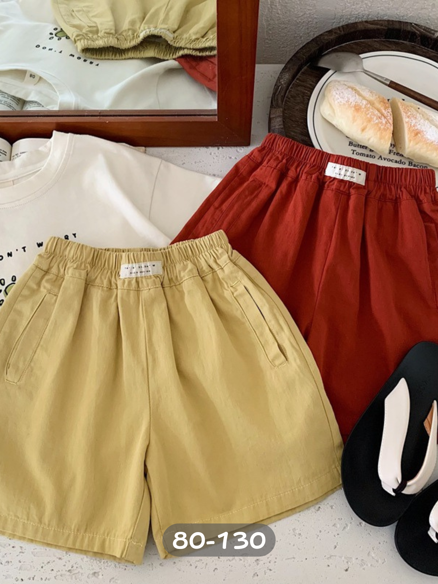 夏日微旅素面 布標短褲