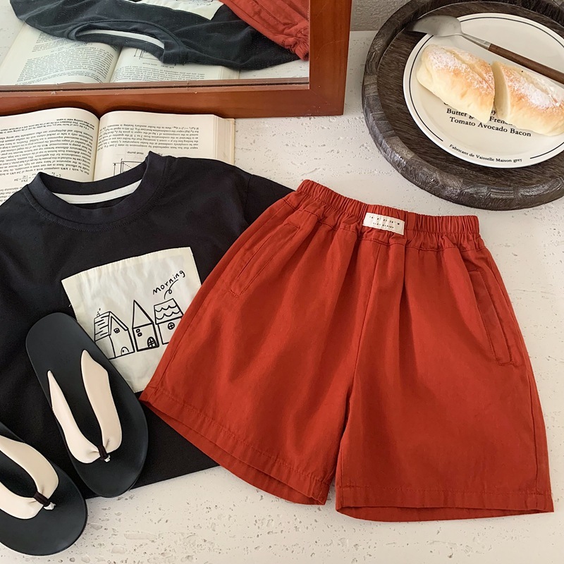 夏日微旅素面 布標短褲