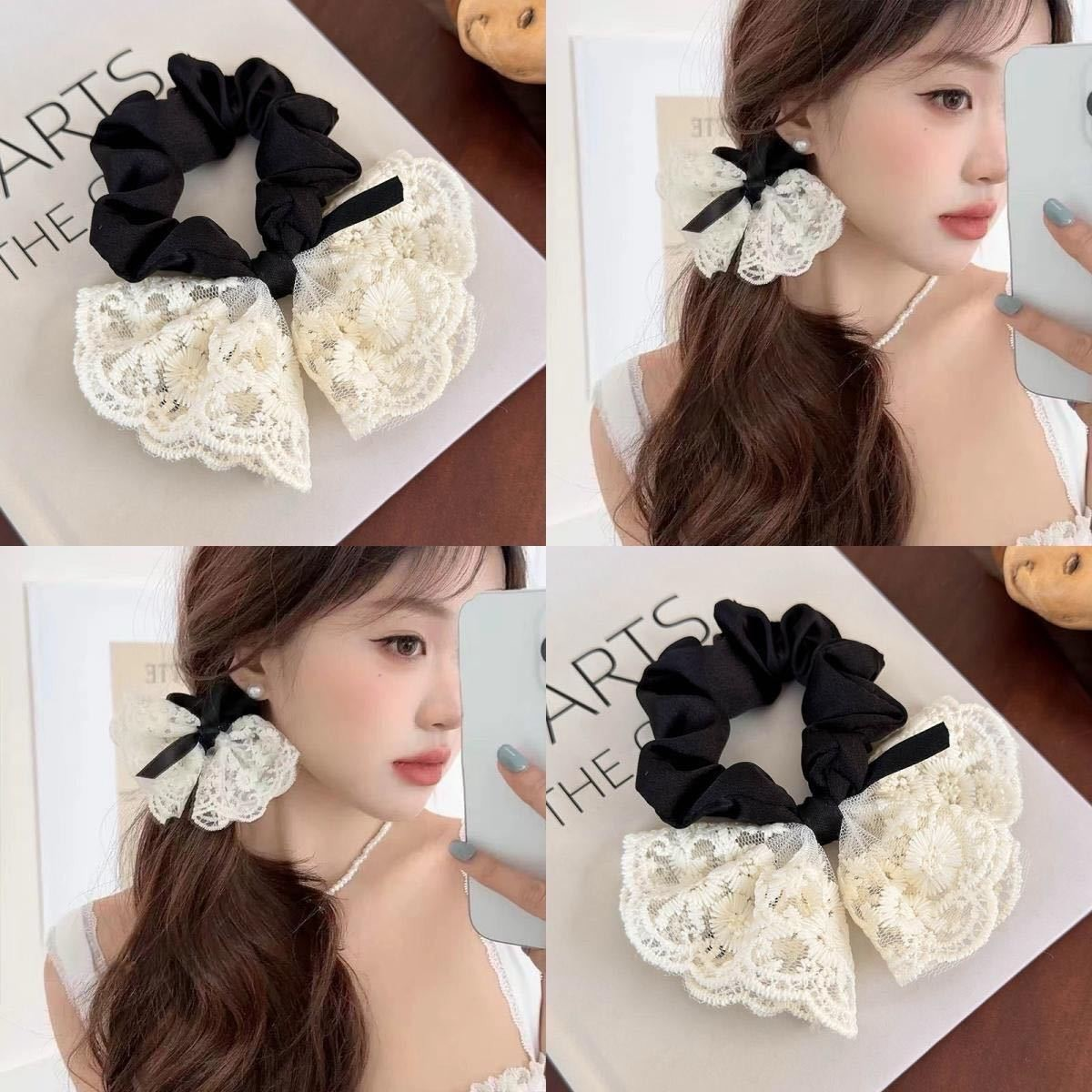 [3 FOR RM10] White Lace Bow Scrunchies