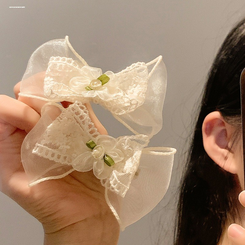 [4 FOR RM10] Creamy Camellia Lace Bow Hair Clip