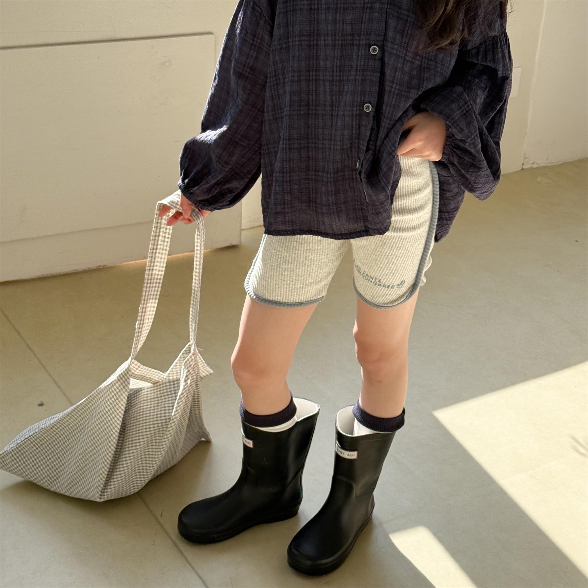 三色高腰滾邊內搭褲