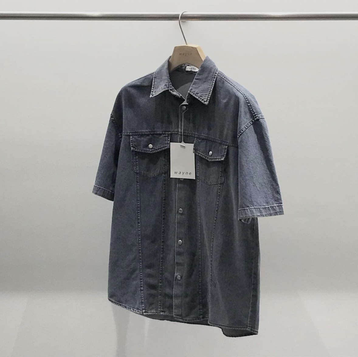 正韓➸水洗牛仔短袖襯衫