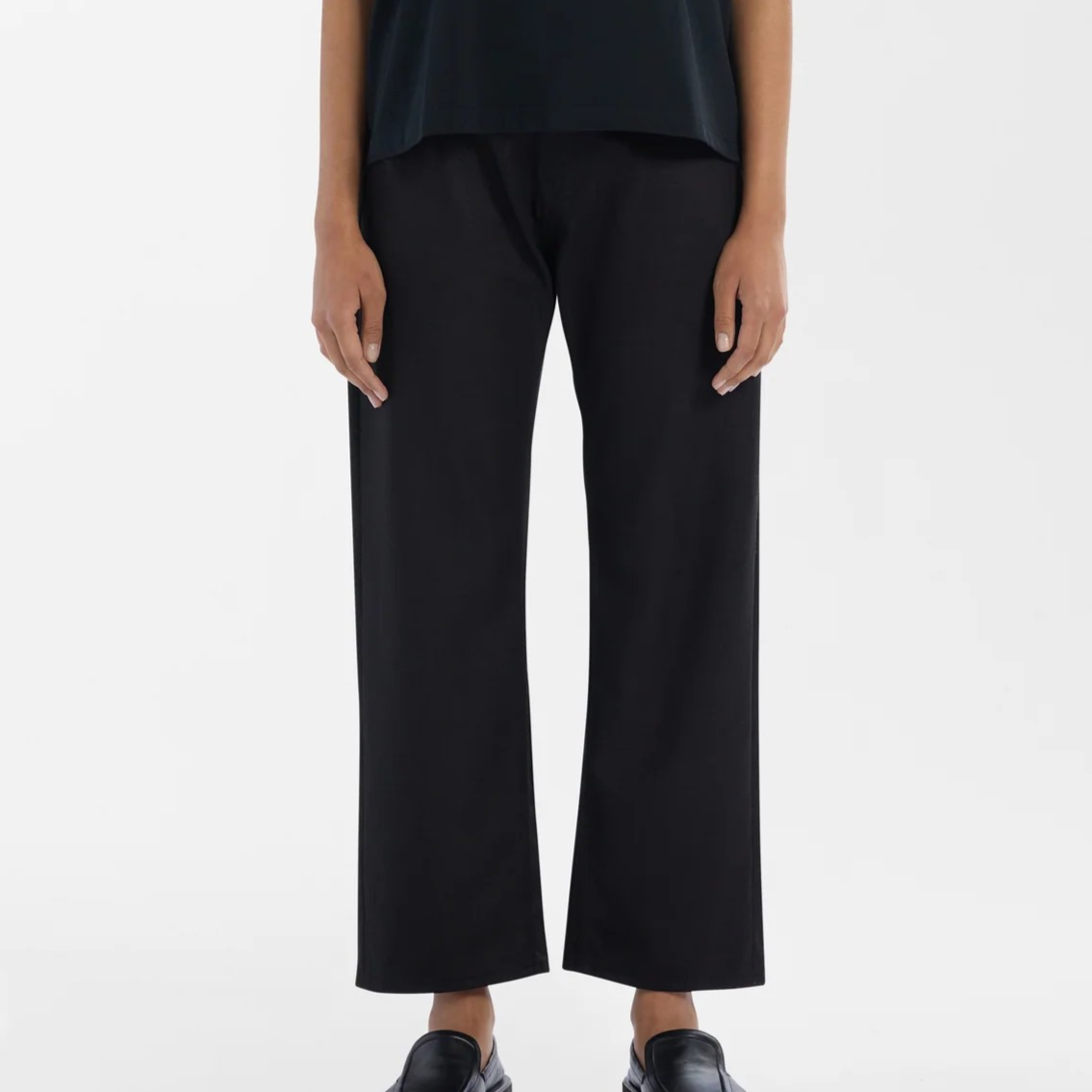 1FO0510-083 STUDIO NICHOLSON Ruthe Denim Pant Black #RUTHE SNW - 695 BLACK (BR)