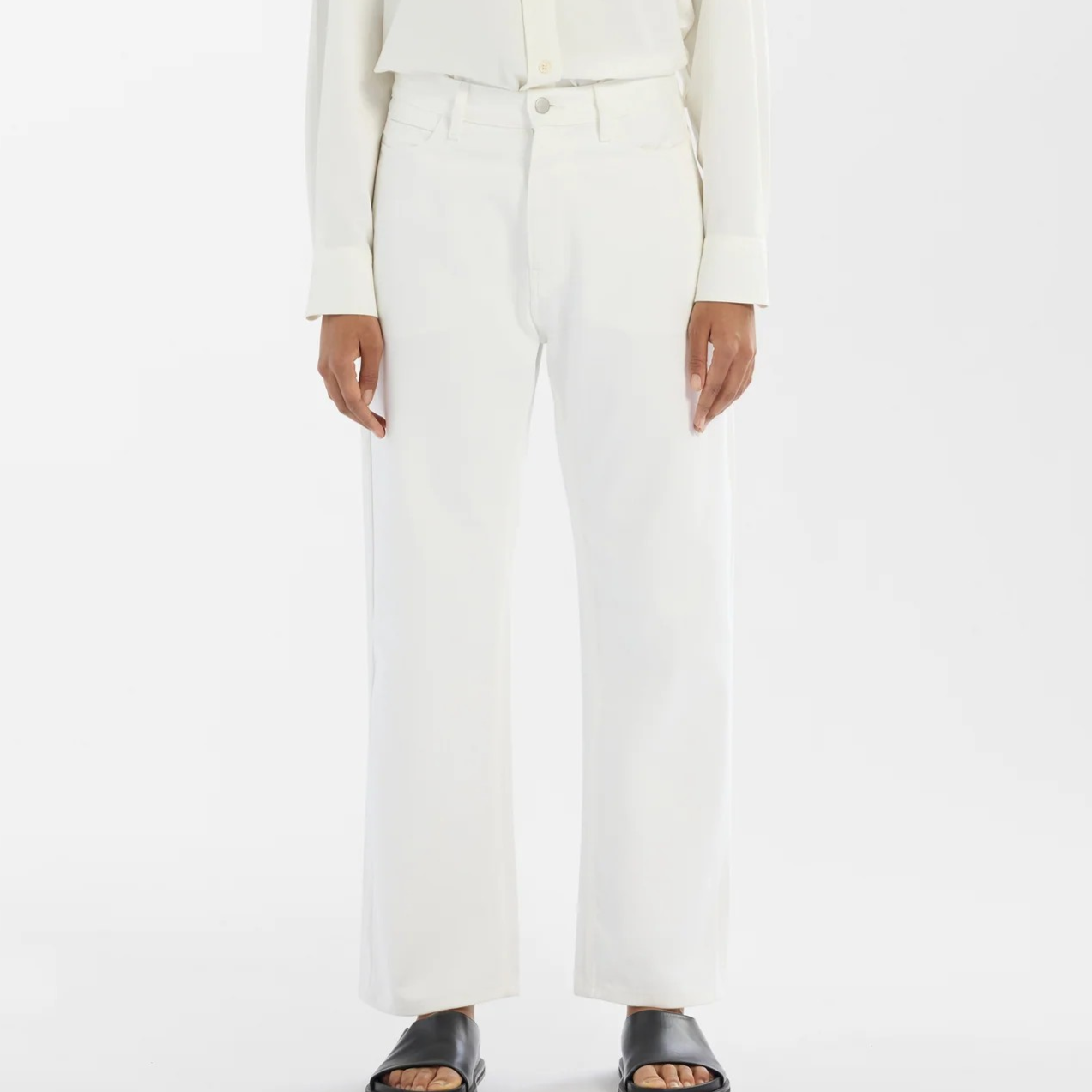 1FO0510-084 STUDIO NICHOLSON Ruthe Denim Pant White #RUTHE SNW - 695 OPTIC WHITE (BR)