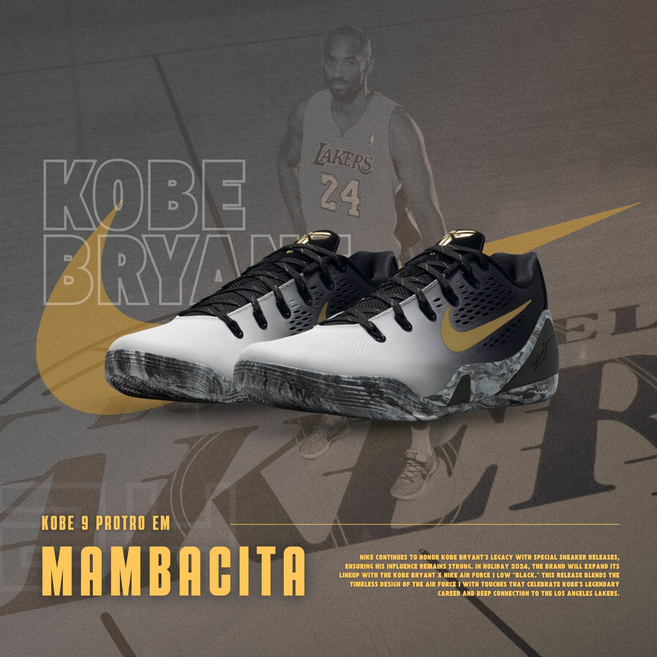 NICEDAY 代購 Nike Kobe 9 EM Low Mambacita 科比 GIGI 九代 漸層 黑白 紀念款