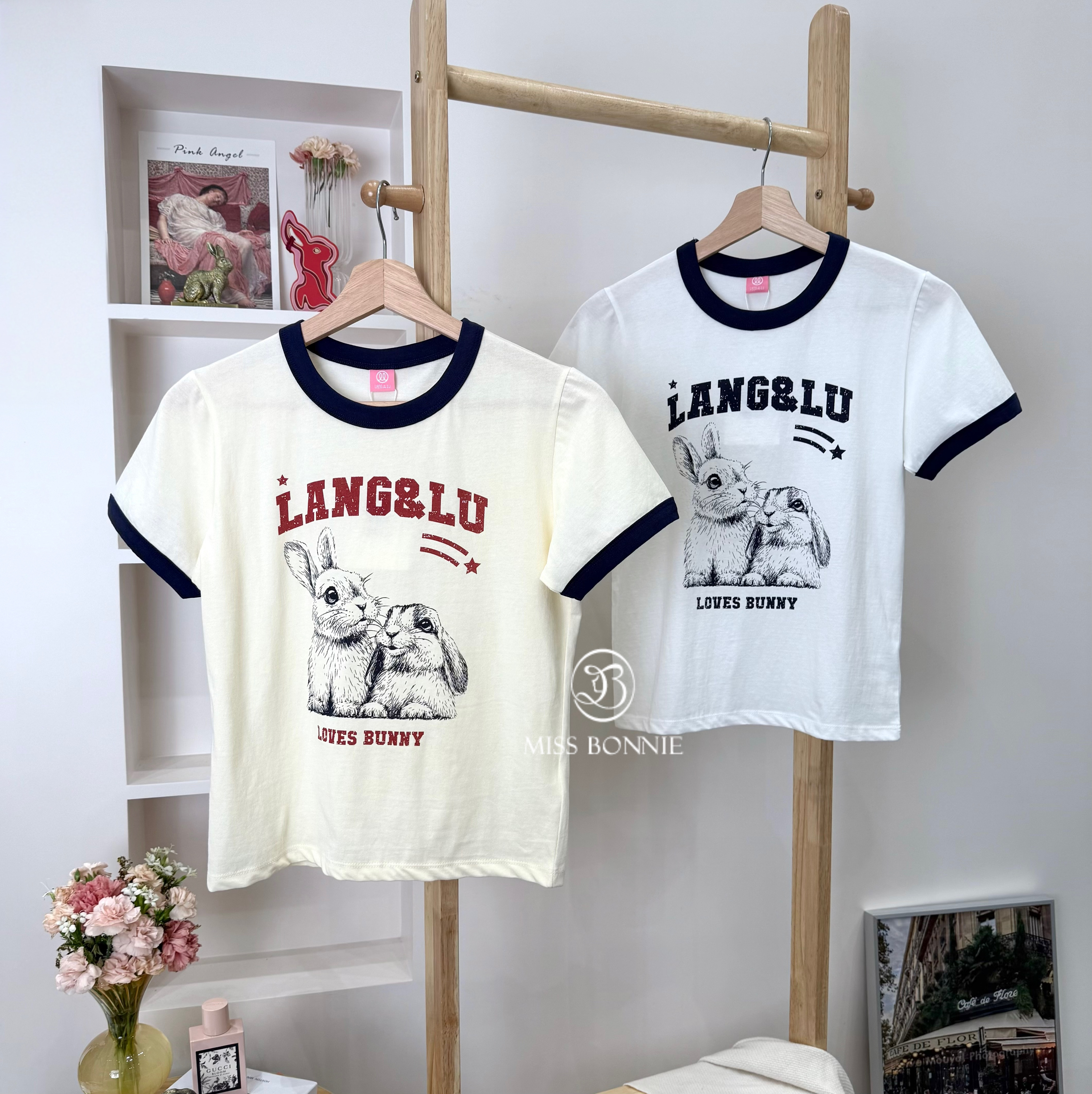 LANG&LU兔兔滾邊短袖T(共2色)