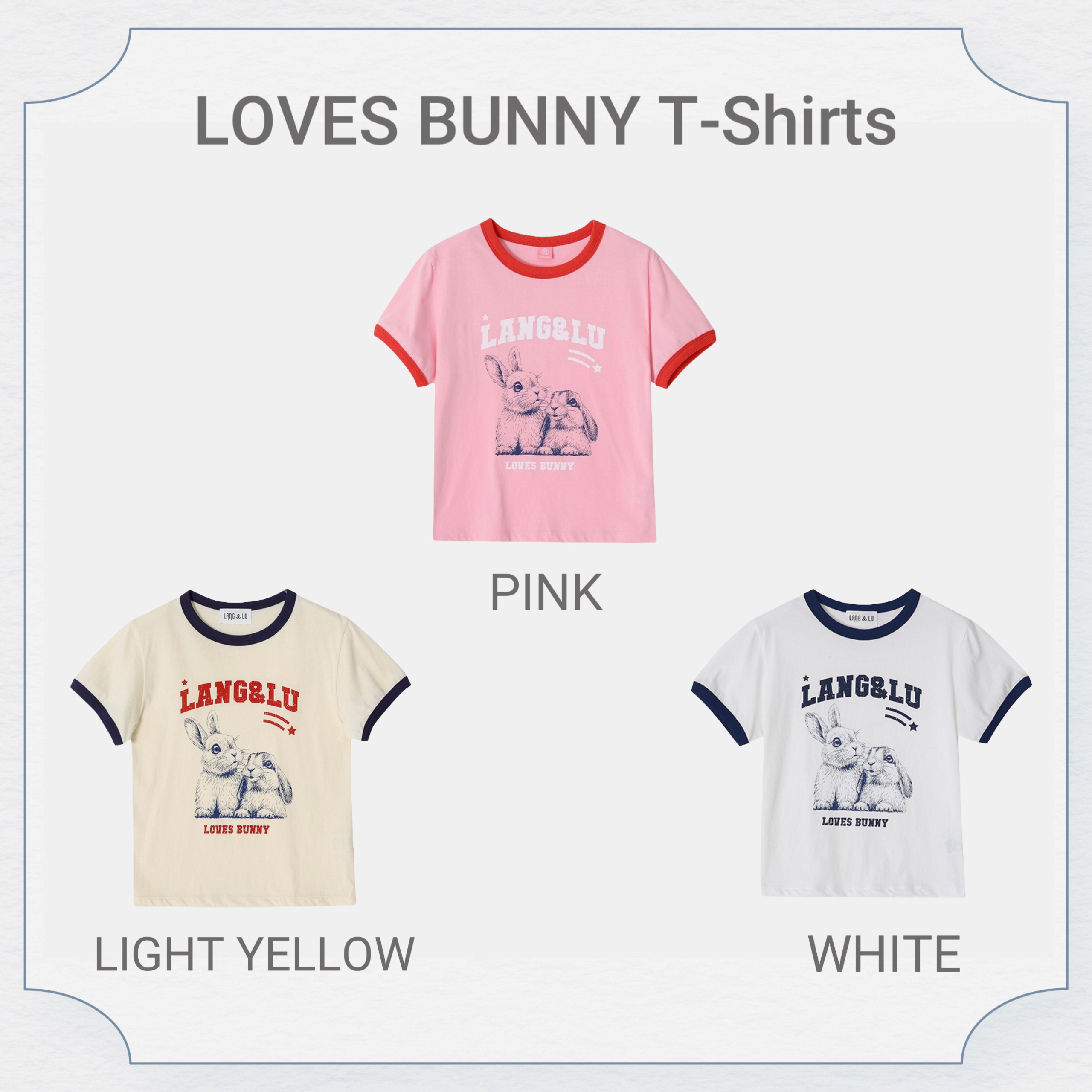 LANG&LU兔兔滾邊短袖T(共2色)