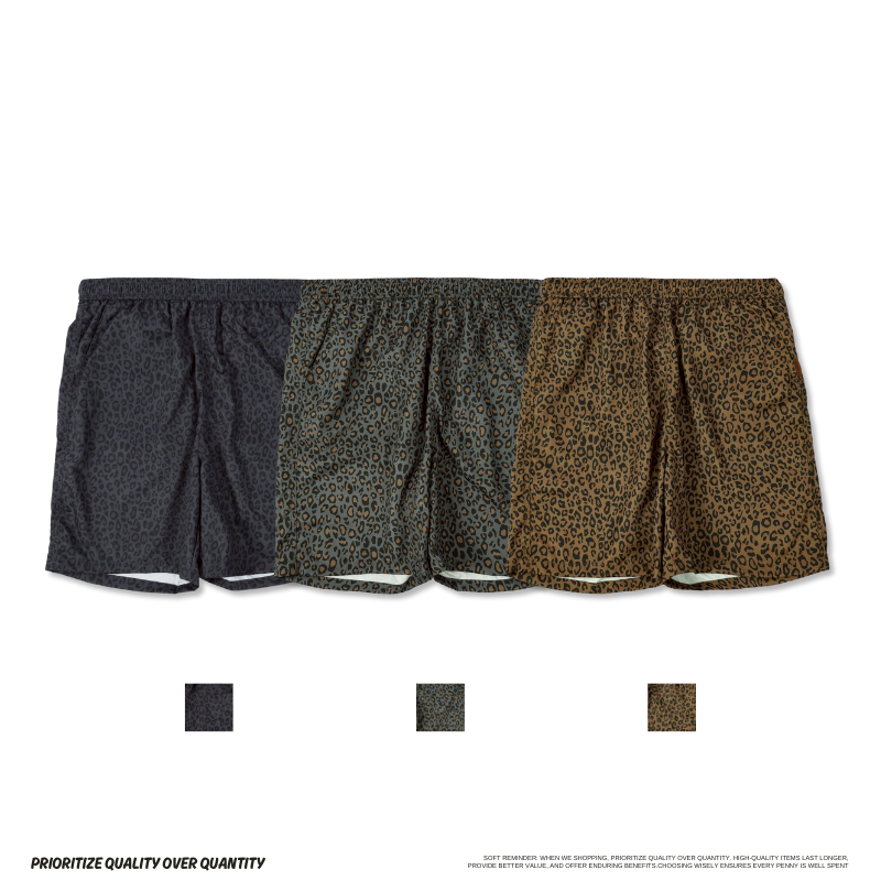 豹紋面機能休閒短褲
